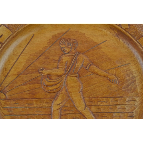 469 - A mid-20th century carved ‘Give Us This Day Our Daily Bread’ German bread board, c. 1940s. Paper lab... 