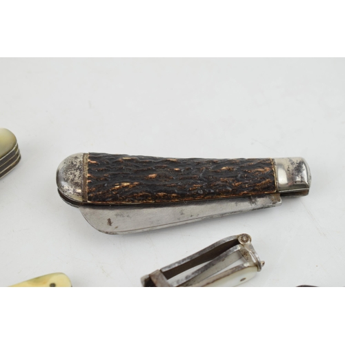 472 - A collection of vintage and antique penknives by Sheffield makers to include bone-handled knife (8.5... 