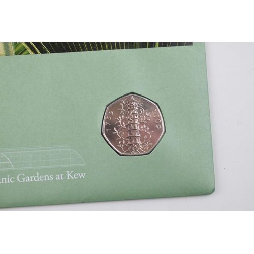 491 - Royal Mint 2009 Kew Gardens 250th Anniversary 50 pence coin first day cover.