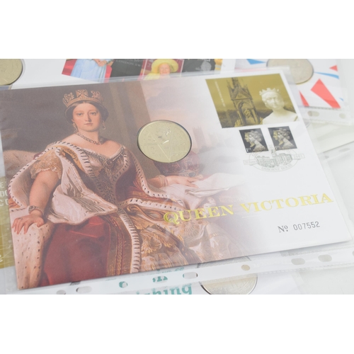 496 - A collection of 22 First Day Covers with £5 coins attached, to include 1917 Wedding, London 2012, Th... 