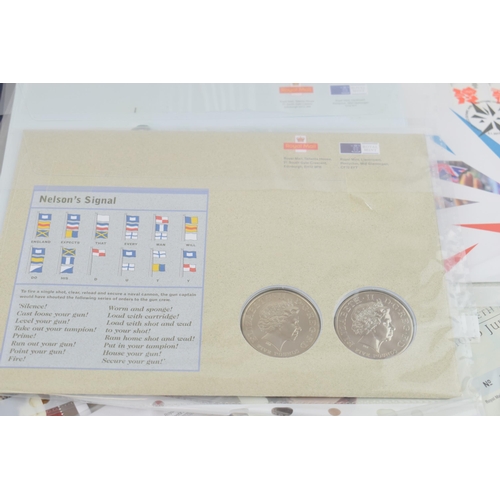 496 - A collection of 22 First Day Covers with £5 coins attached, to include 1917 Wedding, London 2012, Th... 