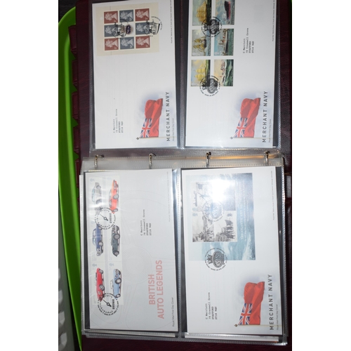 497 - A large and extensive collection of Royal Mail First Day Covers, in red leather bound albums, to inc... 