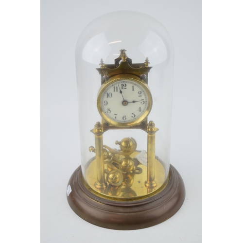 507 - Early 20th century Anniversary Clock on brass base. Height 31cm.