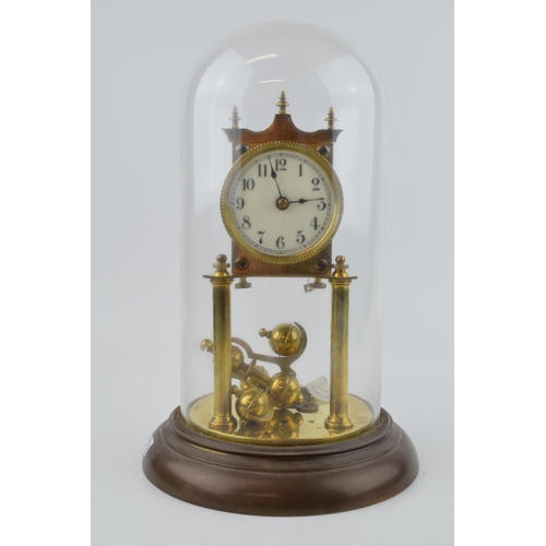 507 - Early 20th century Anniversary Clock on brass base. Height 31cm.