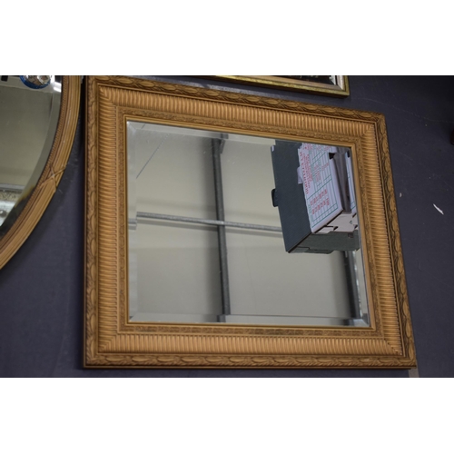 514 - 3 gilt framed antique mirrors with bevelled glass. To include a rectangular example with classical s... 