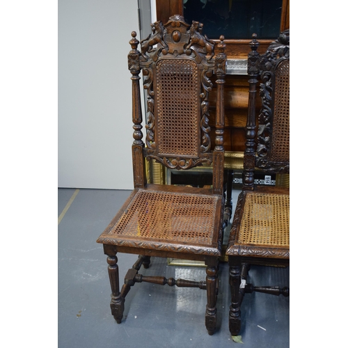 517 - Two hand-carved oak Elizabethan style chairs, one with with floral and naturalist leaf decoration an... 