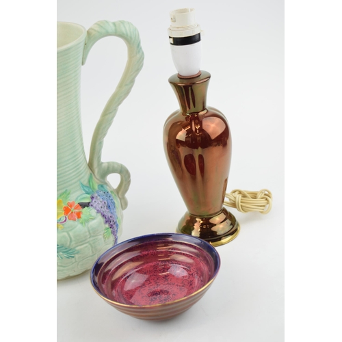 52 - A Carlton Ware jug c1930s together with a Carlton Ware bowl and Rouge Royale lamp base. (3)