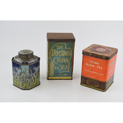 543 - A collection of vintage tea tins to include a Mazzawattee tin, The Doctor's China Tea and a China Bl... 