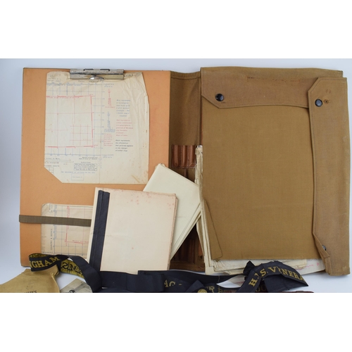 554 - A collection of military items to include map case containing War Department sheet maps of Anglesey,... 