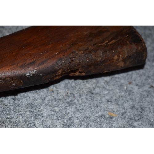 560 - Antique percussion musket with working action, obsolete calibre, 141cm long, collection only.