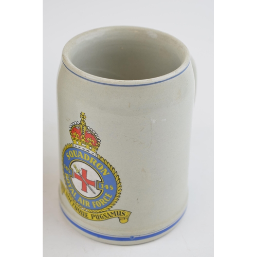 562 - A British Army rum ration SRD stoneware flagon, dated 1945, with a RAF pottery mug with King's Crown... 