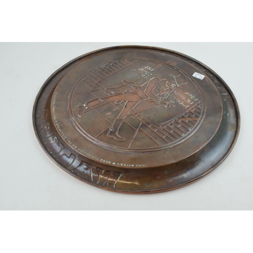 569 - A copper advertising tray for Johnny Walker Whiskey, 'Born Eighteen Twenty, Still Going Strong' Diam... 