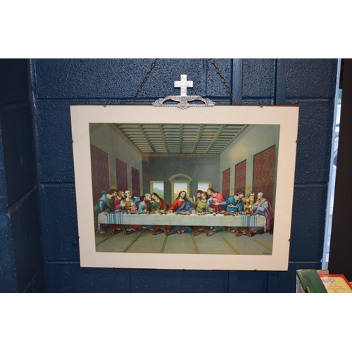 612 - 'The Last Supper' by Grignaschi: a lithograph print of the religious scene, with artist's name to bo... 