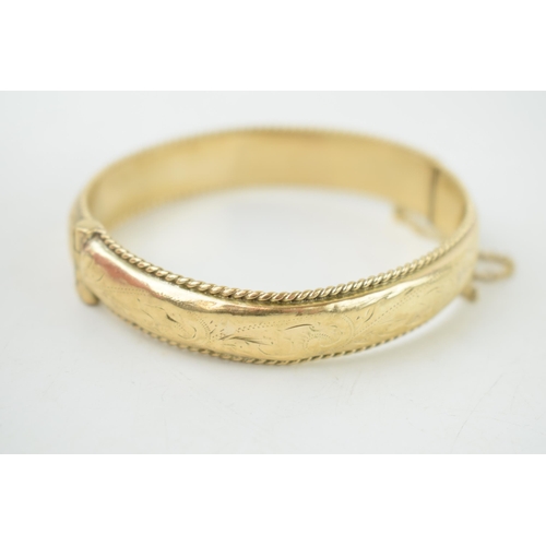 351 - 9ct hallmarked hollow gold bangle, 20.7g