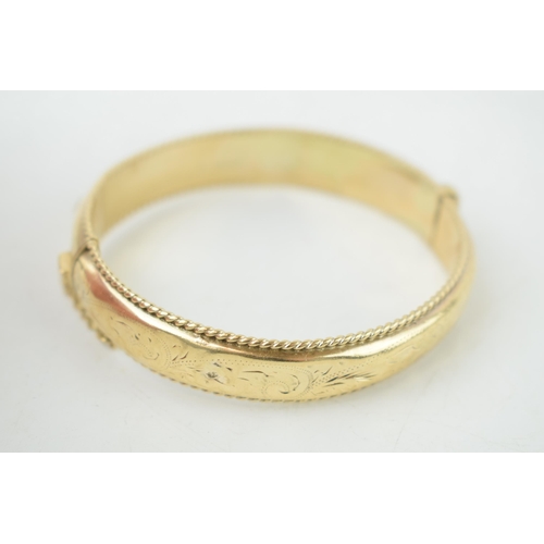 351 - 9ct hallmarked hollow gold bangle, 20.7g