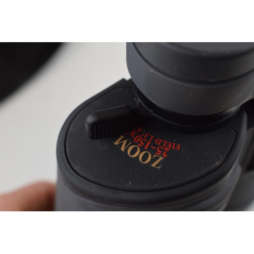 411 - A pair of binoculars 25 - 150 x 70 Field 1.1 at 25X SUNAGOR MEGA ZOOM fully coated. Made in Japan. H... 