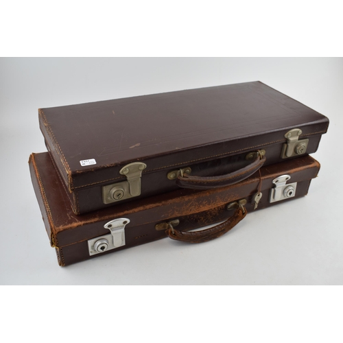 434 - Of masonic interest, two leather masonic cases with Staffordshire embroidererd regalia and gloves. (... 