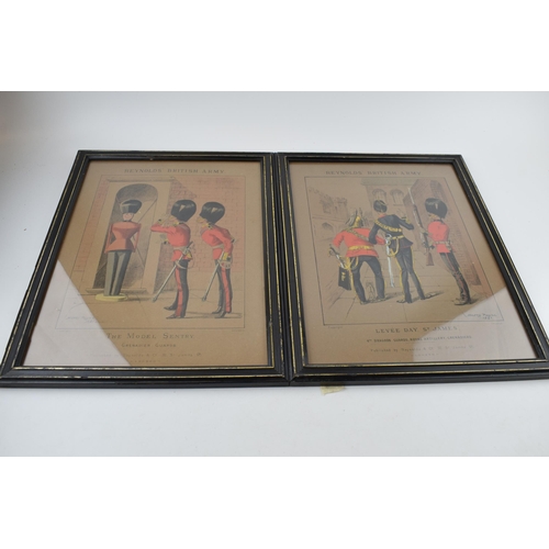 557 - Two 'Reynolds' British Army', Framed Prints, The Model Sentry Grenadier Guards, Levee Day, St James'... 