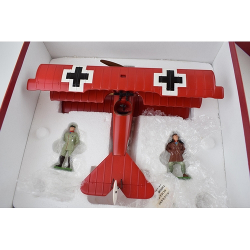 662 - Boxed Britains 00158 Fokker Dr1 with Manfred & Lothair metal figure set - small repair to landing ge... 