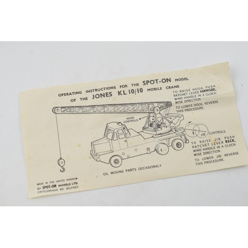 671 - Boxed Tri-ang Spot-On Jones KL 10/10 Mobile Crane with original operating instructions and cardboard... 