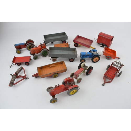 672 - A mixed collection of vintage die-cast toys to include Dinky Toys and Corgi Toys relating to farming... 