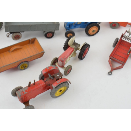 672 - A mixed collection of vintage die-cast toys to include Dinky Toys and Corgi Toys relating to farming... 