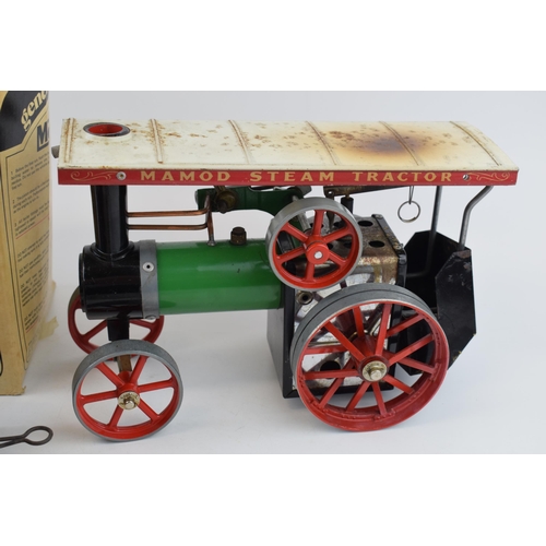 666 - Two Mamod Traction Engine, live steam vintage toys together with a Mamod box, catalogue and accessor... 