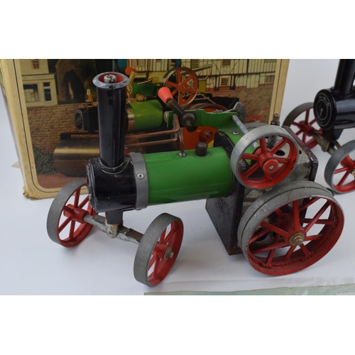 666 - Two Mamod Traction Engine, live steam vintage toys together with a Mamod box, catalogue and accessor... 