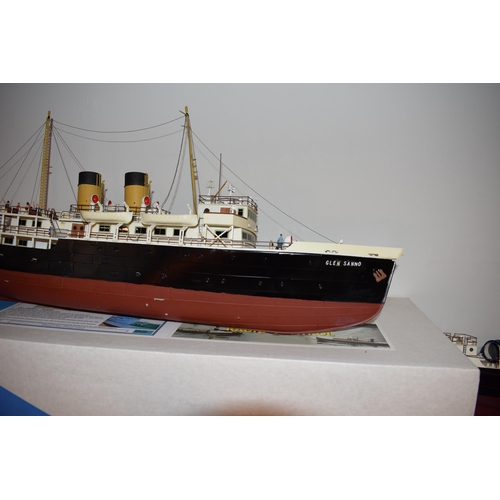 679 - Model Boat, Kit built model of the 'Glen Sanno', dual funnel passenger ferry. Detailed rigging and p... 