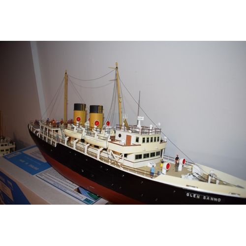 679 - Model Boat, Kit built model of the 'Glen Sanno', dual funnel passenger ferry. Detailed rigging and p... 