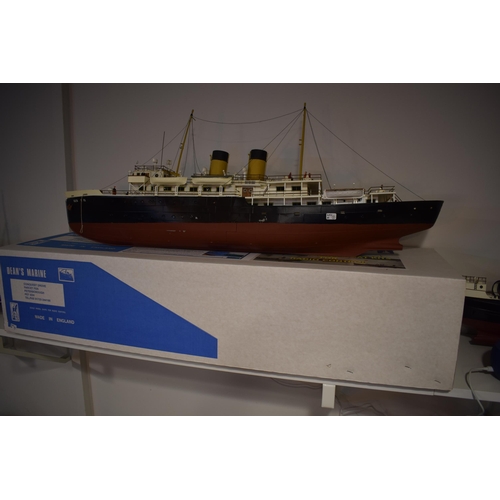 679 - Model Boat, Kit built model of the 'Glen Sanno', dual funnel passenger ferry. Detailed rigging and p... 