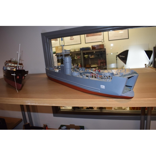 681 - Two Model Boats, Kit built models of the 'LSM 7 Naval Destroyer' Dertailed equiptment and vehicles. ... 