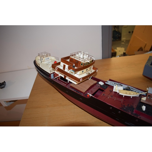 681 - Two Model Boats, Kit built models of the 'LSM 7 Naval Destroyer' Dertailed equiptment and vehicles. ... 