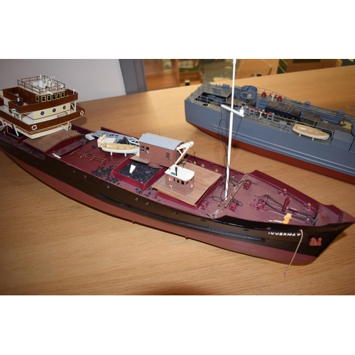 681 - Two Model Boats, Kit built models of the 'LSM 7 Naval Destroyer' Dertailed equiptment and vehicles. ... 