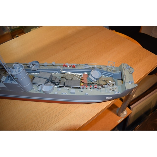 681 - Two Model Boats, Kit built models of the 'LSM 7 Naval Destroyer' Dertailed equiptment and vehicles. ... 