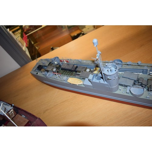 681 - Two Model Boats, Kit built models of the 'LSM 7 Naval Destroyer' Dertailed equiptment and vehicles. ... 