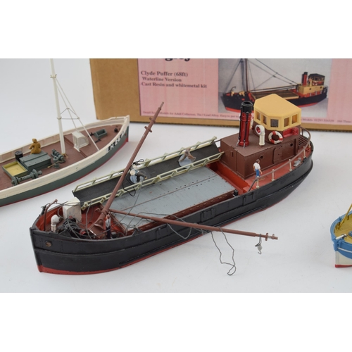 682 - OO scale models Hand made in England. Langley 'Clyde Puffer' together with two other similar fishing... 