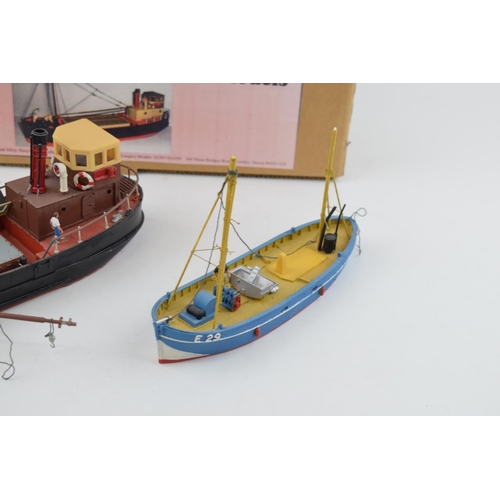 682 - OO scale models Hand made in England. Langley 'Clyde Puffer' together with two other similar fishing... 