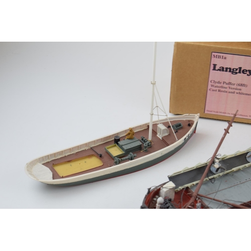 682 - OO scale models Hand made in England. Langley 'Clyde Puffer' together with two other similar fishing... 