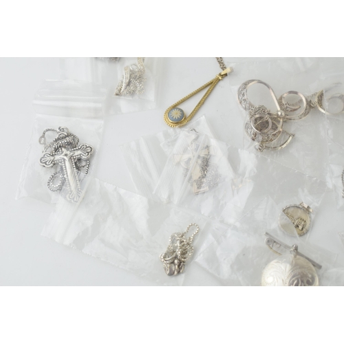 366K - Nice job lot of silver jewellery including 10 assorted pendants and chains, bracelet & 2 neck chains... 