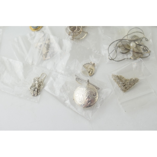 366K - Nice job lot of silver jewellery including 10 assorted pendants and chains, bracelet & 2 neck chains... 