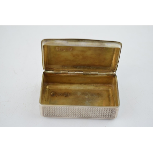 370 - Georgian silver snuff box, Birmingham 1925, raised thumb piece, 5.5cm long, 30.4 grams.