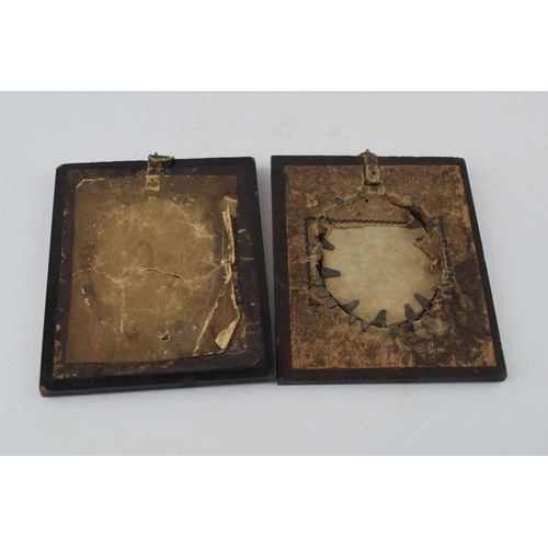 395 - A pair of framed miniature portraits, to include a man and a woman, in black mounts (2), circa 8cm l... 