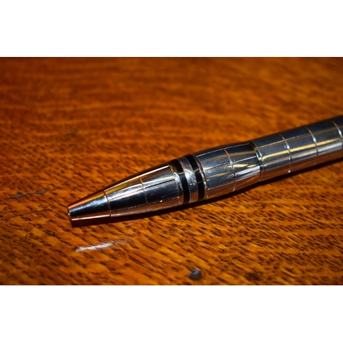 406 - Montblanc chunky stainless steel ballpoint pen, new genuine Montblanc refill, s/n NDL33966L, writes ... 