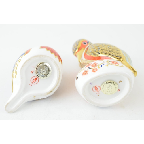 1 - Royal Crown Derby paperweights Kingfisher (12cm) and Robin (8cm) both with gold stoppers (2).