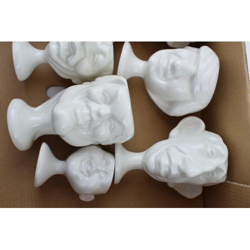 120 - A collection of Fluck and Law Spitting Image egg cups to include Charles, Diana, William as a baby, ... 