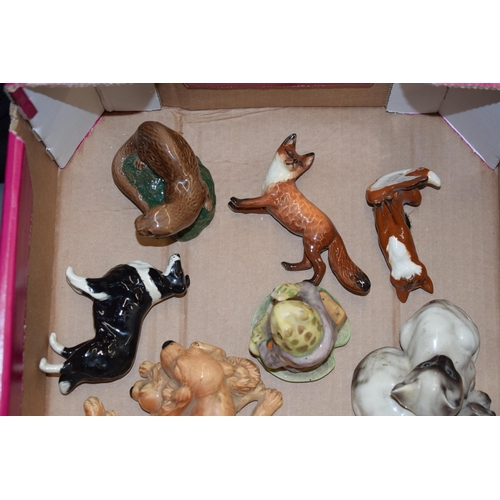 161 - Beswick to include foxes, a mouse, a Royal Albert Jeremy Fisher figure, a Royal Doulton Rough Collie... 