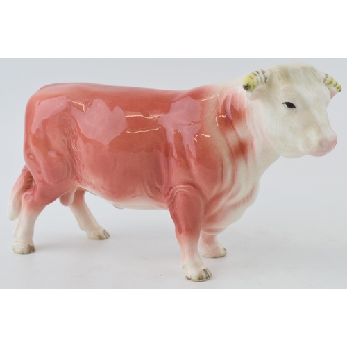 177 - Beswick early Hereford Bull in early pink / red colourway, almost similar to roan.