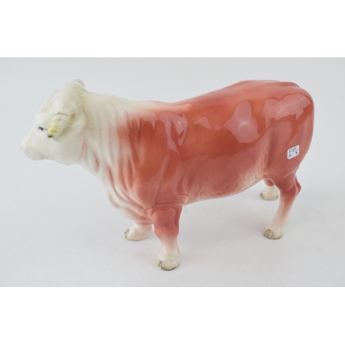 177 - Beswick early Hereford Bull in early pink / red colourway, almost similar to roan.