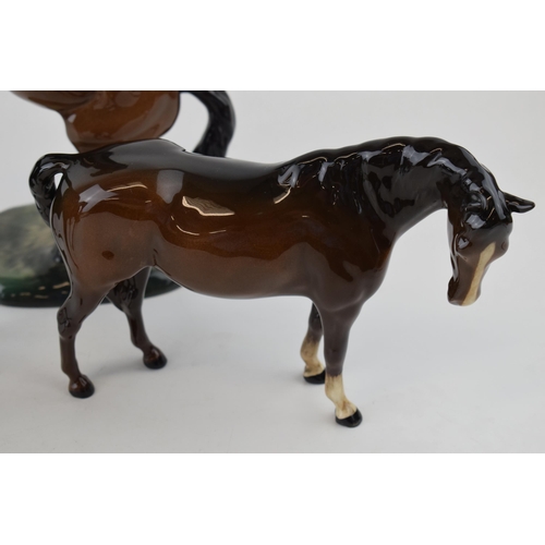 187 - Beswick rearing horse 1014 (restored tail) with a Black Beauty and a mare facing right (3).